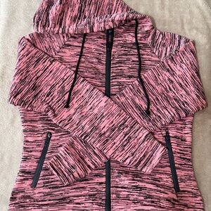 Women's Pink and Black Hooded Jacket/Jogger Set Sz M Comfy Travel Vacation